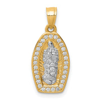 10K w/Rhodium CZ Pave Lady of Guadalupe Pendant-10C1468