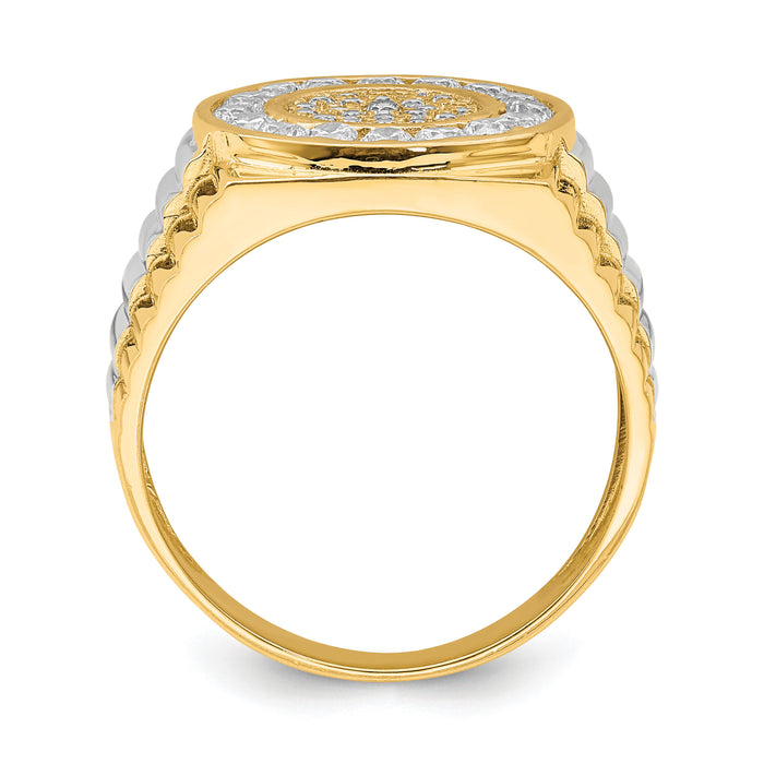 10K w/Rhodium CZ Mens Ring-10C1469
