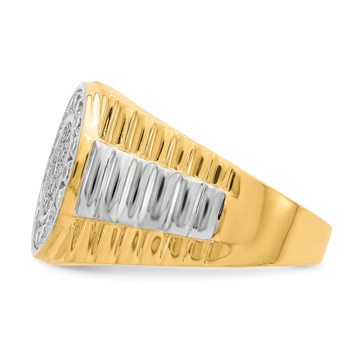 10K w/Rhodium CZ Mens Ring-10C1469