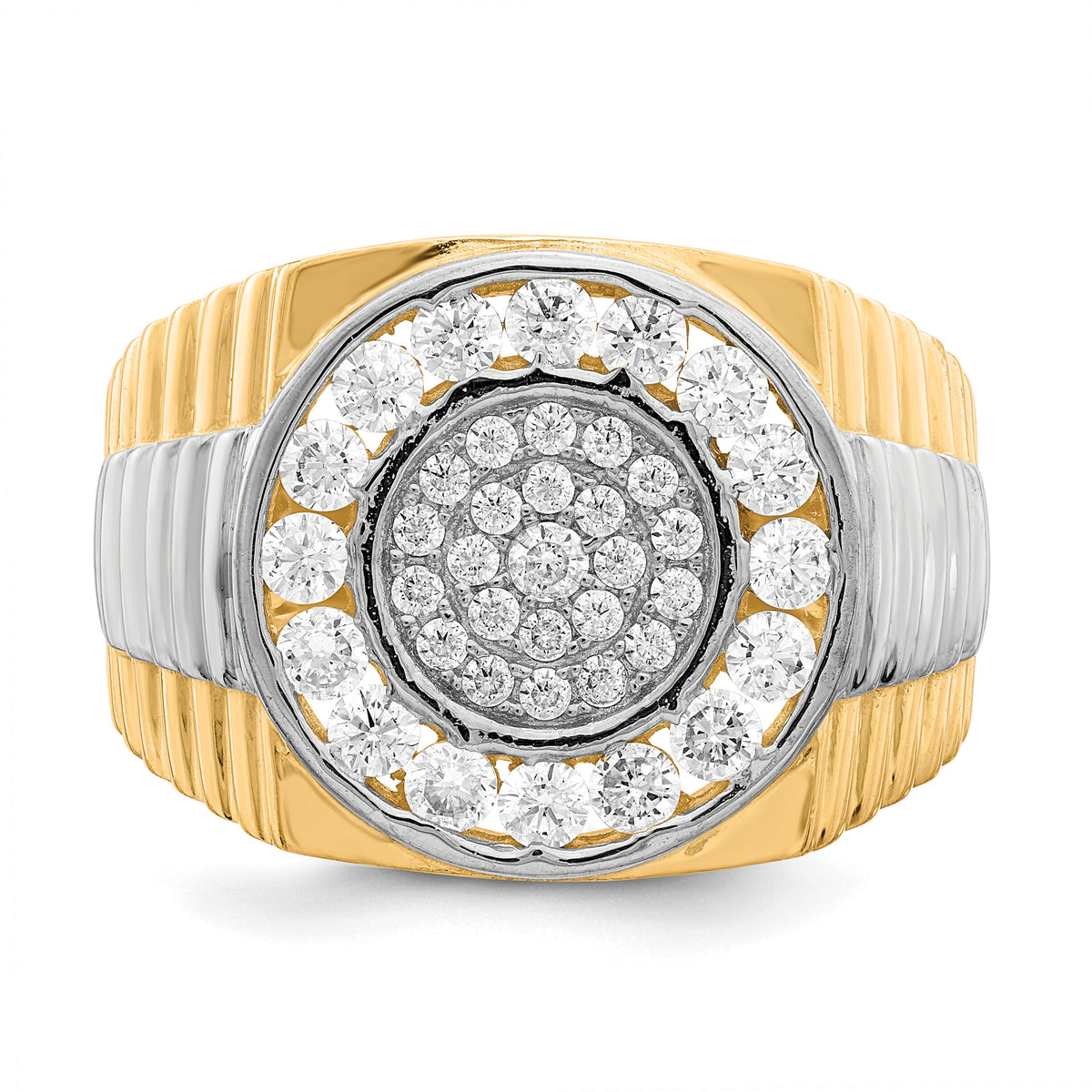 10K w/Rhodium CZ Mens Ring-10C1469
