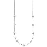 10K White Gold Polished CZ 9 Station Necklace-10C1473-18