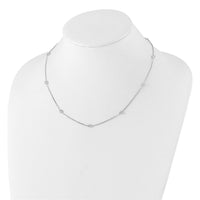 10K White Gold Polished CZ 9 Station Necklace-10C1473-18