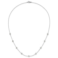 10K White Gold Polished CZ 9 Station Necklace-10C1473-18