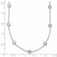 10K White Gold Polished CZ 9 Station Necklace-10C1473-18