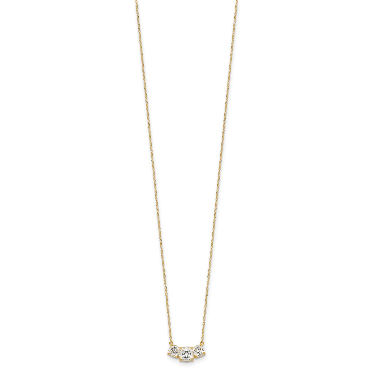 10K Polished 3-Stone CZ Necklace-10C1474-18.5