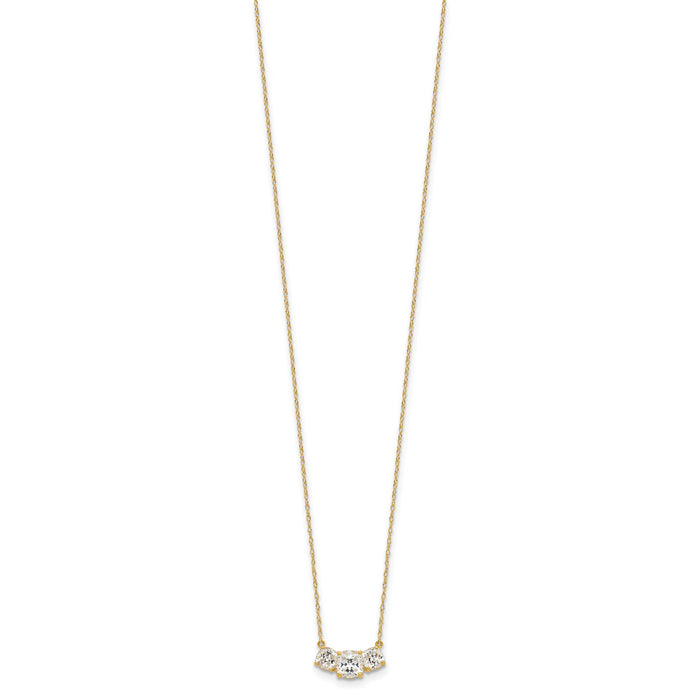 10K Polished 3-Stone CZ Necklace-10C1474-18.5
