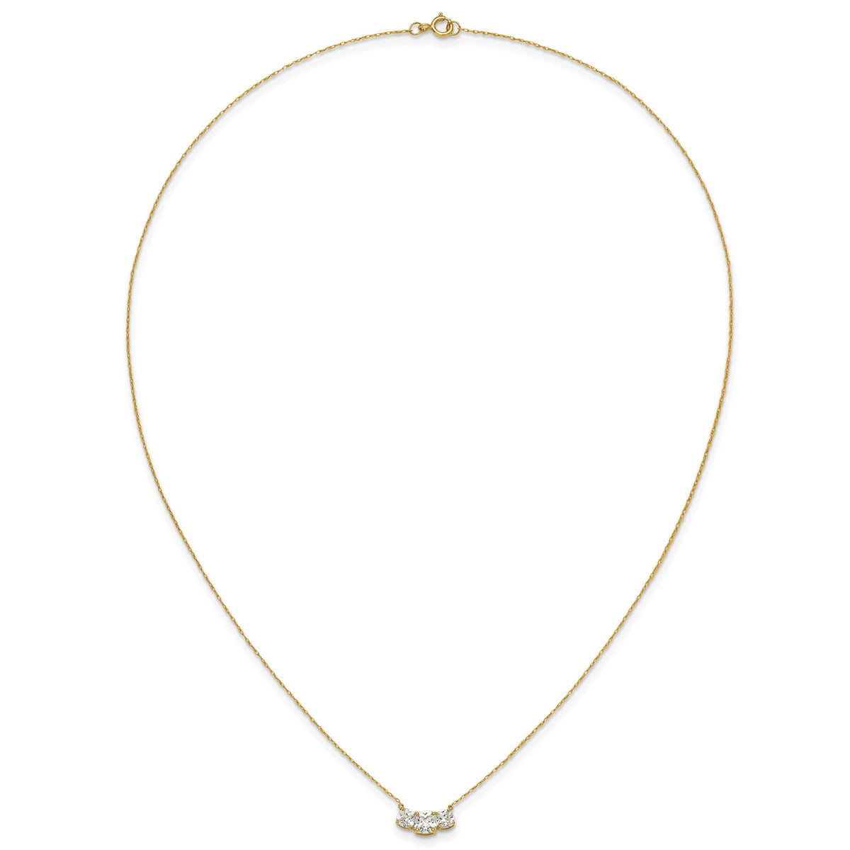 10K Polished 3-Stone CZ Necklace-10C1474-18.5