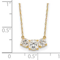10K Polished 3-Stone CZ Necklace-10C1474-18.5