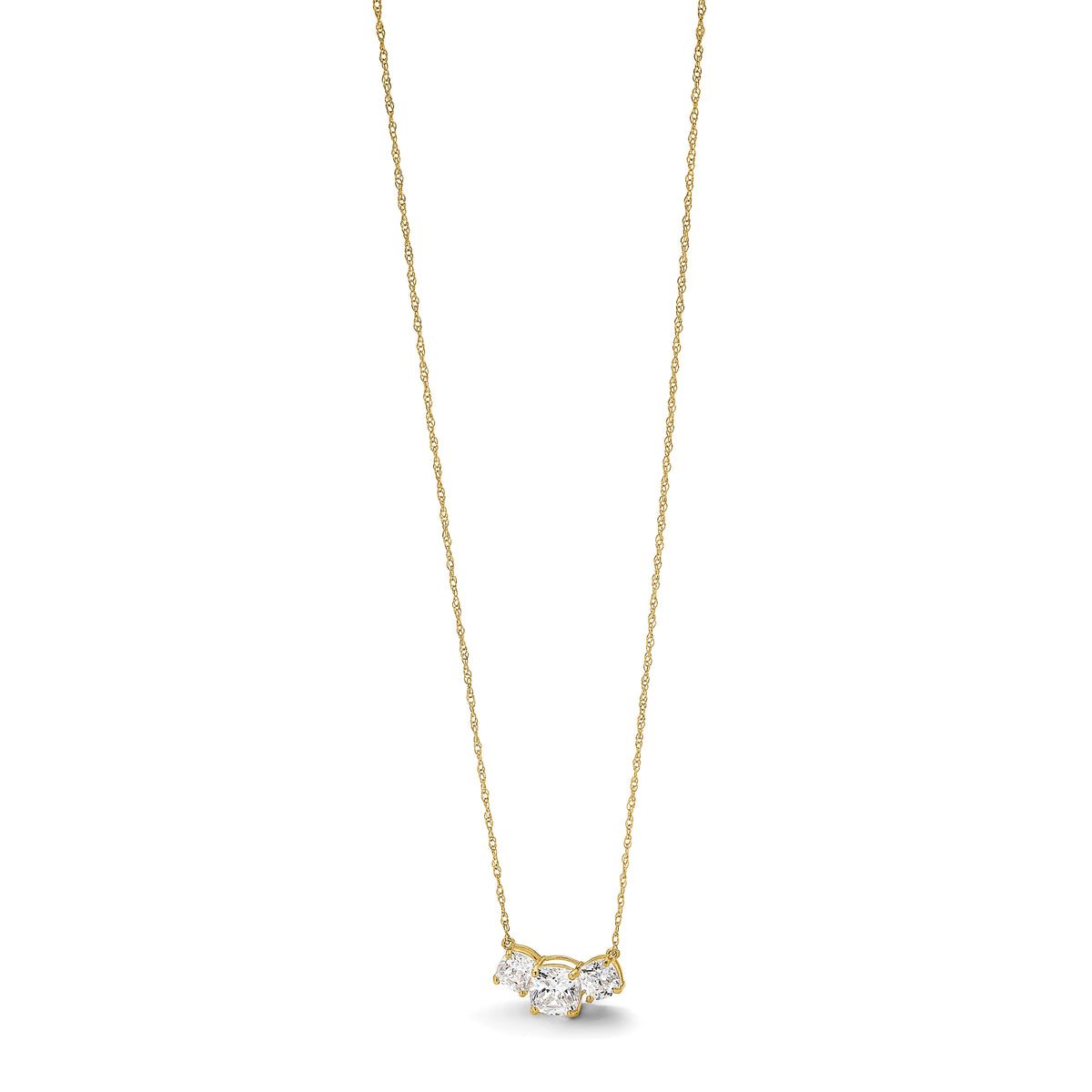 10K Polished 3-Stone CZ Necklace-10C1474-18.5
