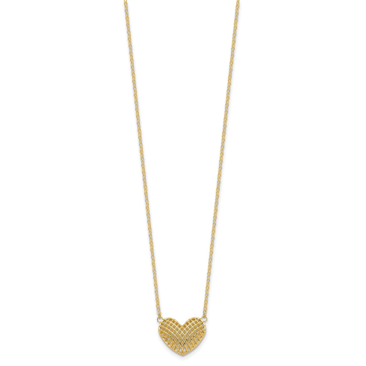 10k Polished Hollow 3D Heart 18in Necklace-10C1476-18