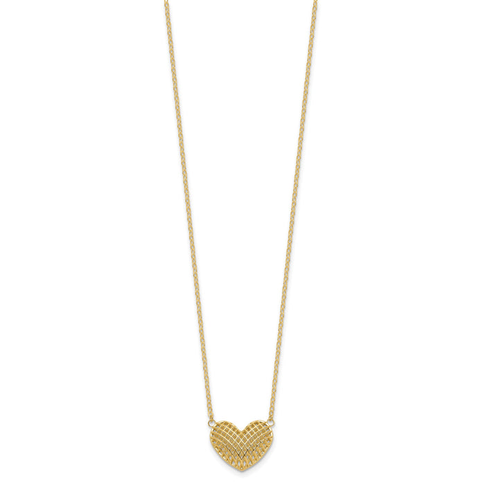 10k Polished Hollow 3D Heart 18in Necklace-10C1476-18
