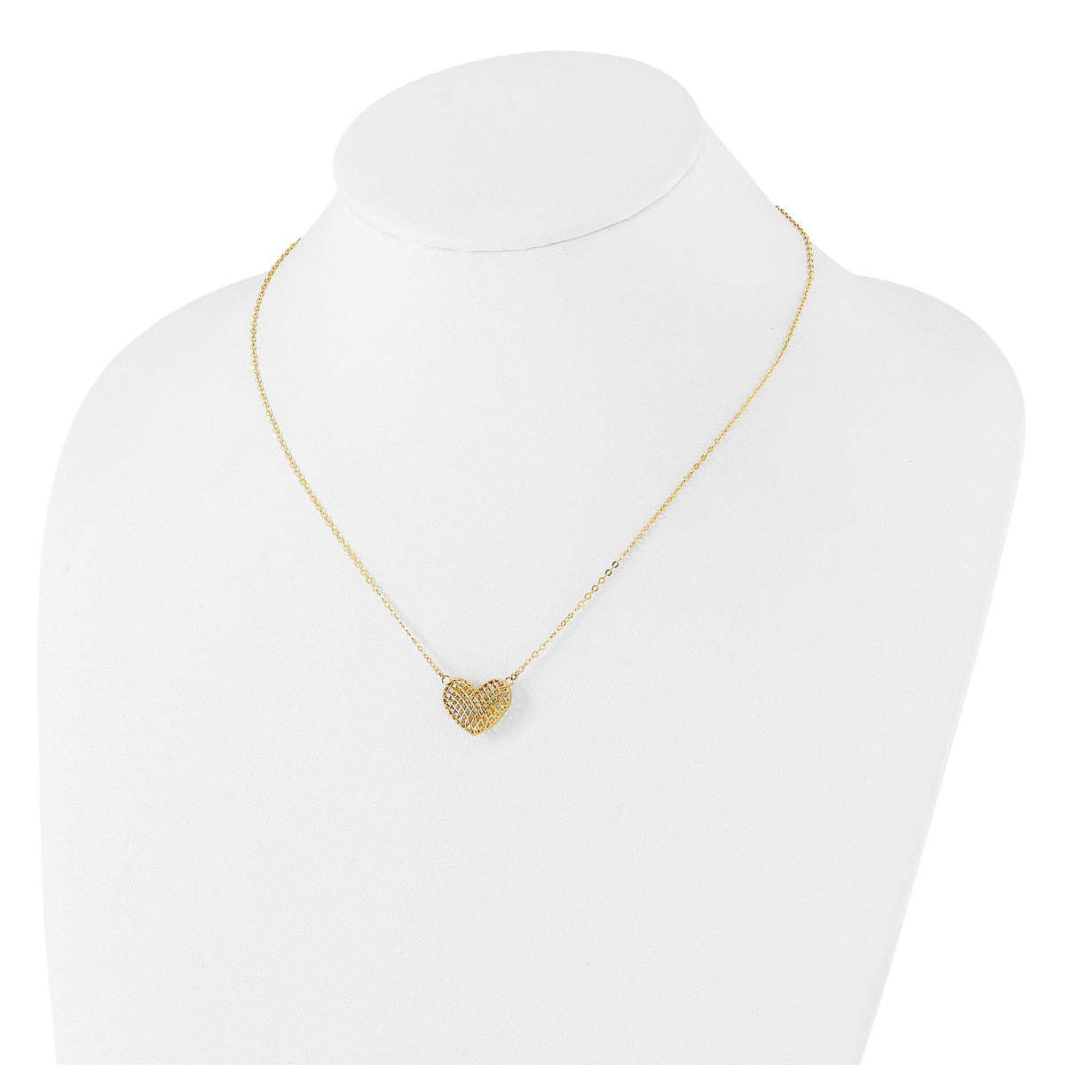 10k Polished Hollow 3D Heart 18in Necklace-10C1476-18