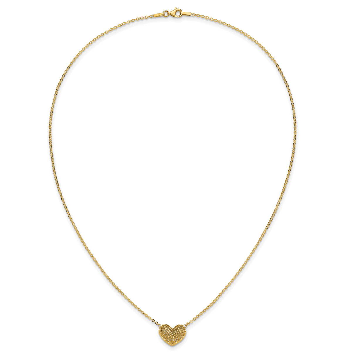 10k Polished Hollow 3D Heart 18in Necklace-10C1476-18