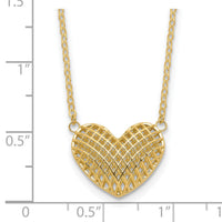 10k Polished Hollow 3D Heart 18in Necklace-10C1476-18