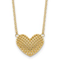10k Polished Hollow 3D Heart 18in Necklace-10C1476-18