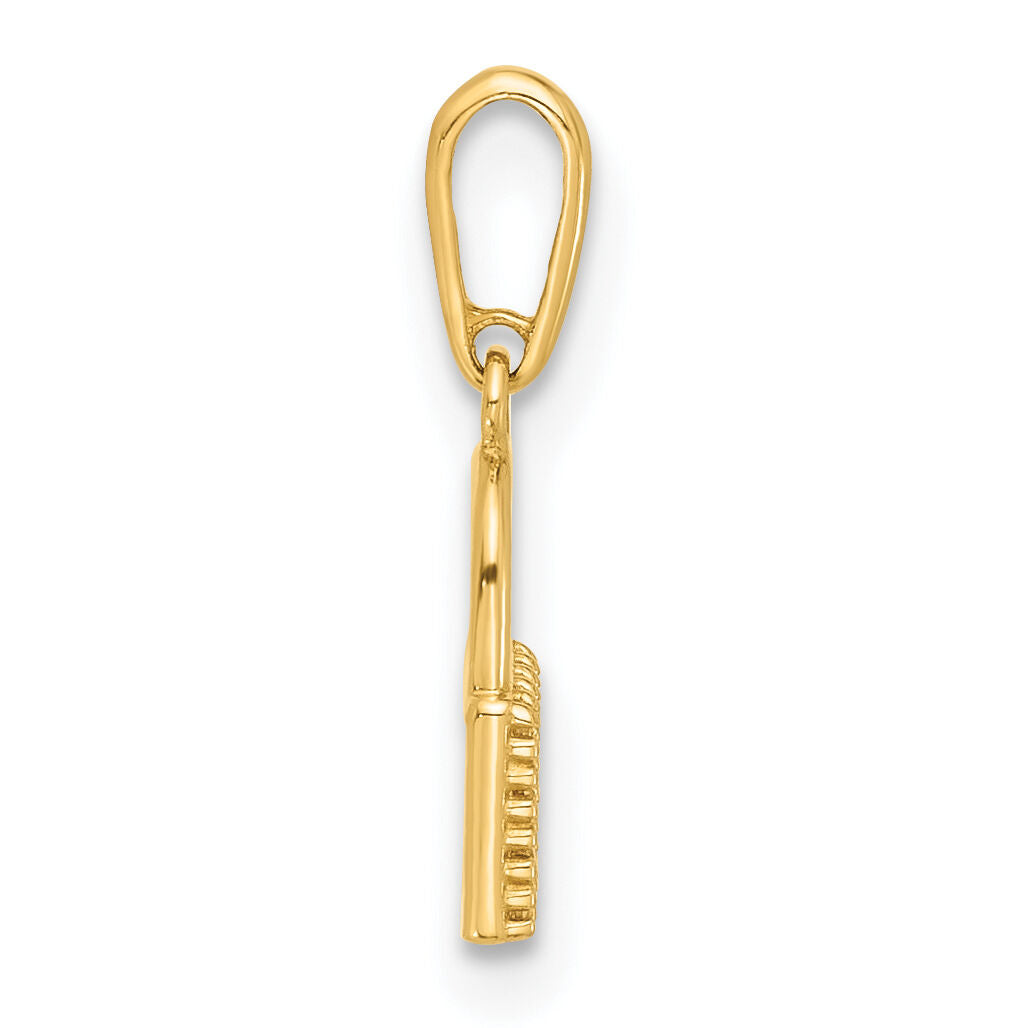 10K Polished CZ Lock Charm-10C1477
