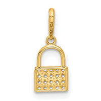 10K Polished CZ Lock Charm-10C1477