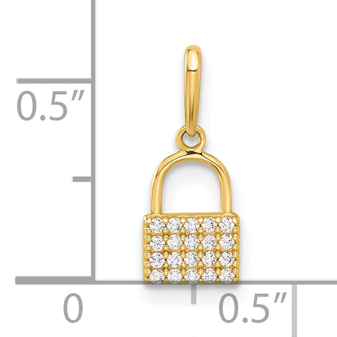 10K Polished CZ Lock Charm-10C1477