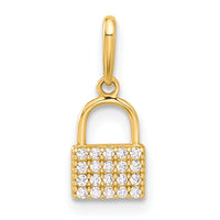 10K Polished CZ Lock Charm-10C1477