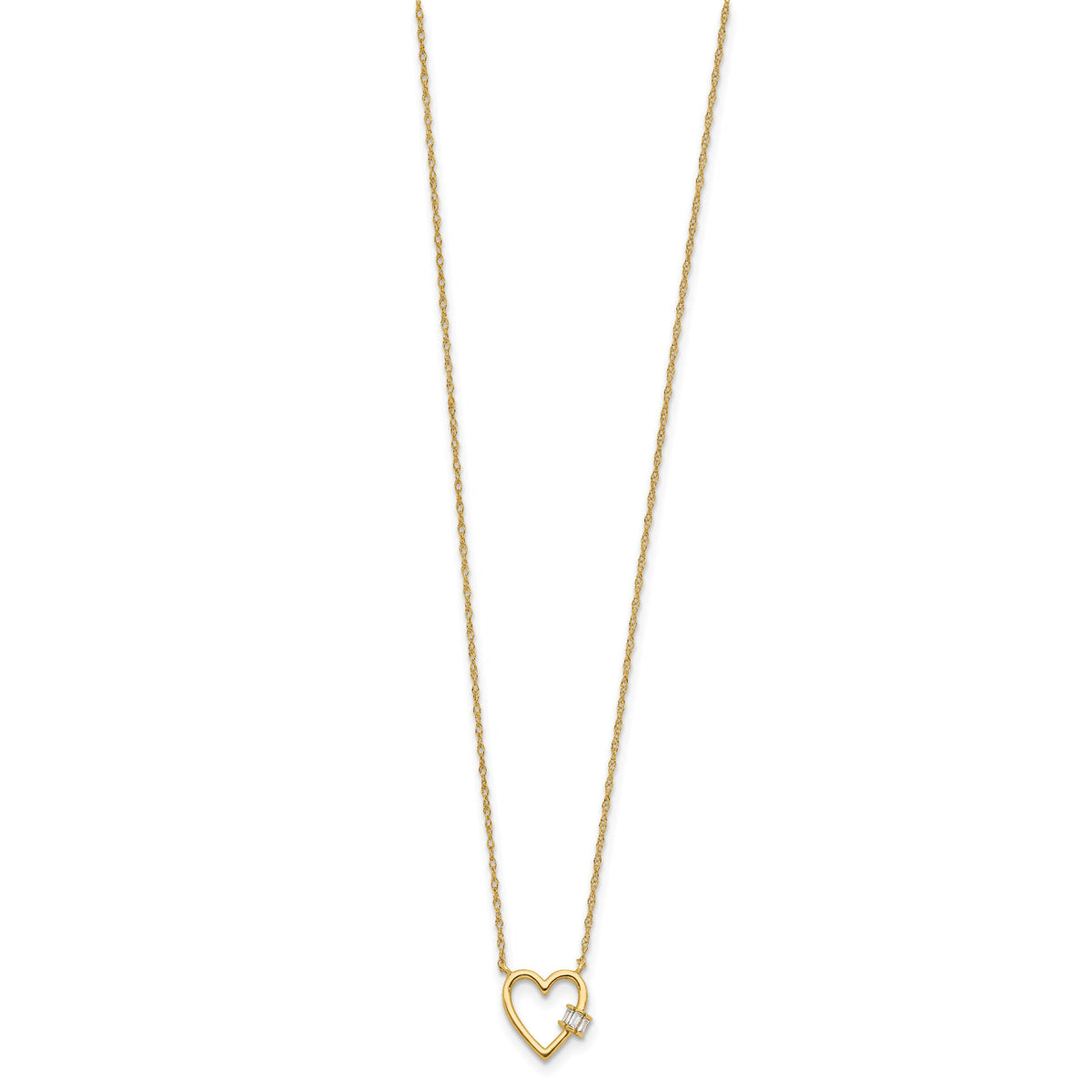 10K Polished CZ Heart Necklace-10C1478-20