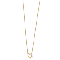 10K Polished CZ Heart Necklace-10C1478-20