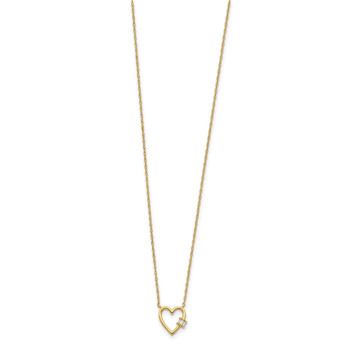 10K Polished CZ Heart Necklace-10C1478-20