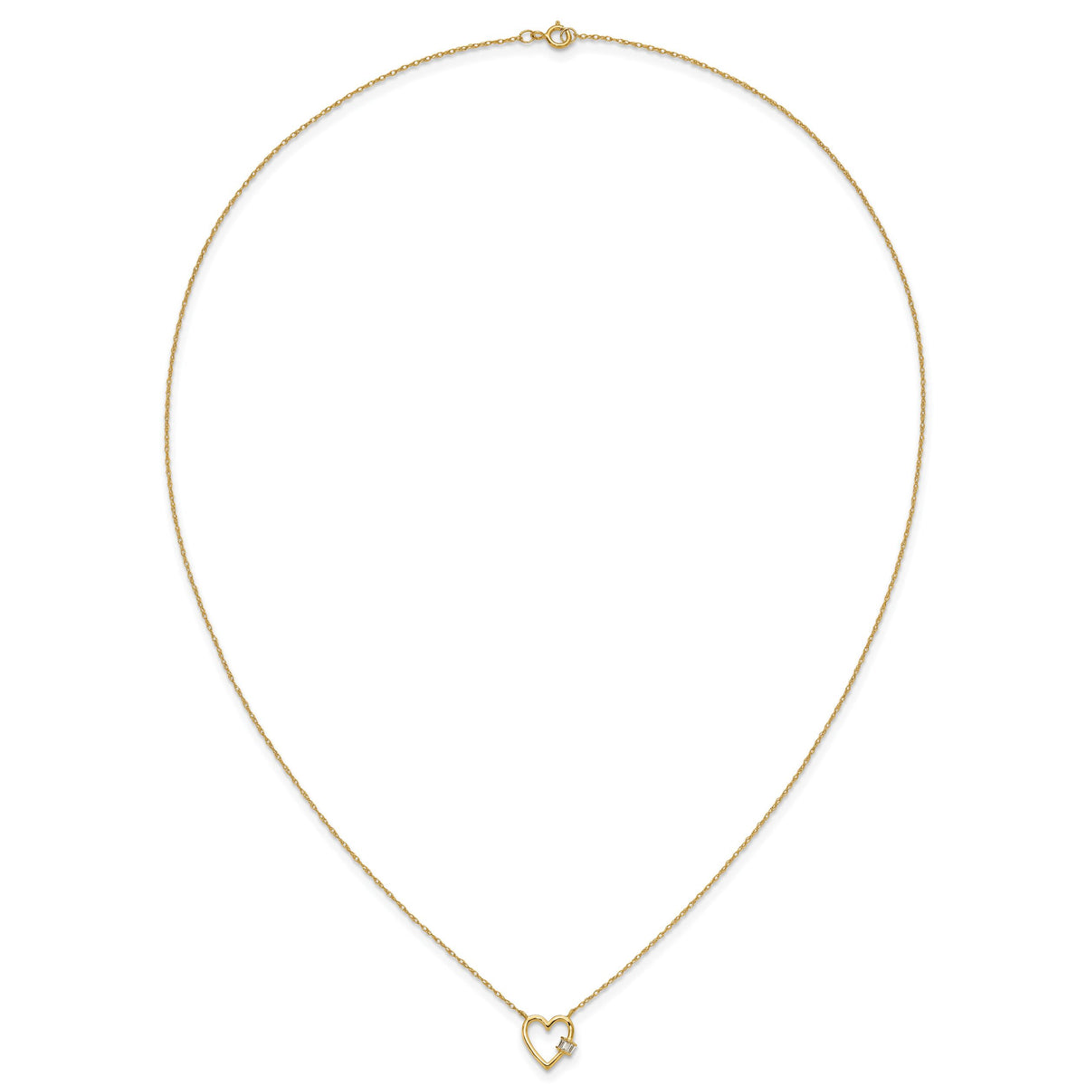 10K Polished CZ Heart Necklace-10C1478-20