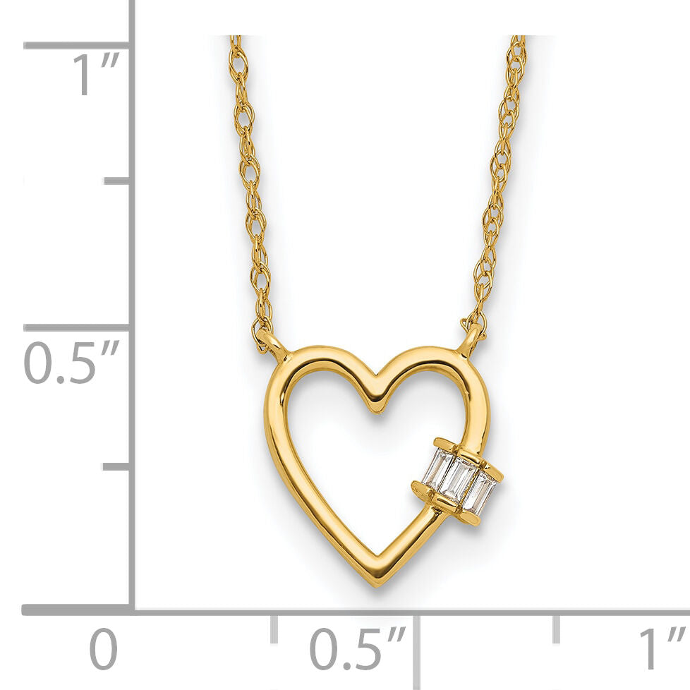 10K Polished CZ Heart Necklace-10C1478-20