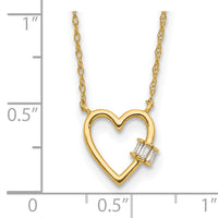 10K Polished CZ Heart Necklace-10C1478-20
