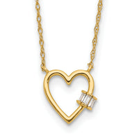 10K Polished CZ Heart Necklace-10C1478-20