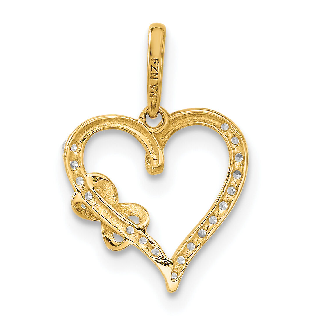 10K Polished CZ Infinity on Heart Charm-10C1479