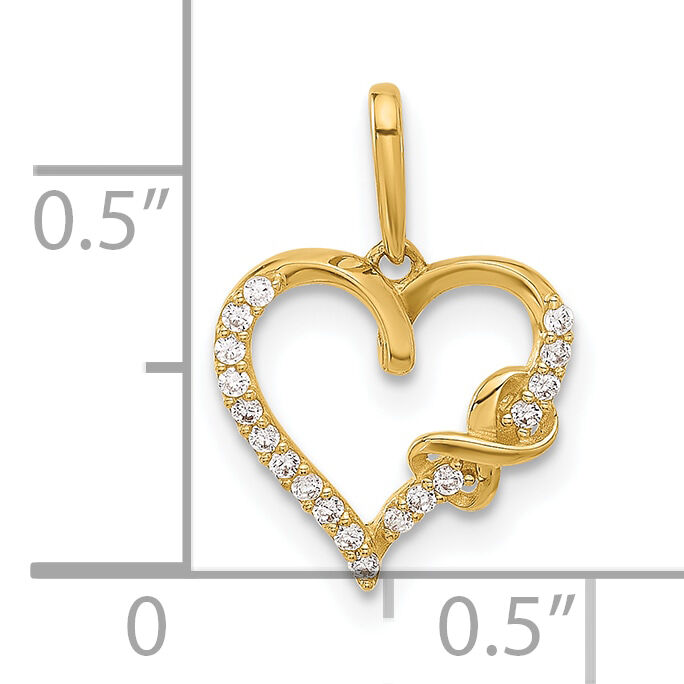 10K Polished CZ Infinity on Heart Charm-10C1479