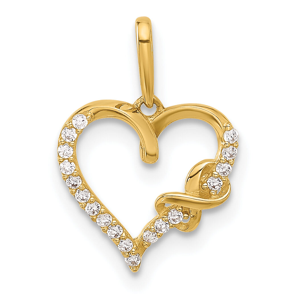 10K Polished CZ Infinity on Heart Charm-10C1479