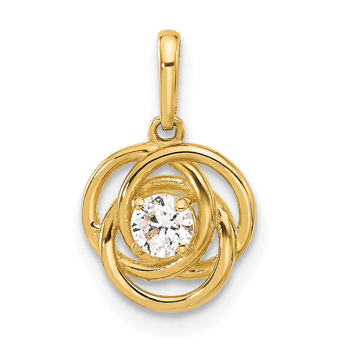 10K Polished CZ Love Knot Charm-10C1483
