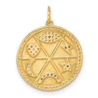 10K Polished Colorful CZ Good Luck Medallion Charm-10C1487