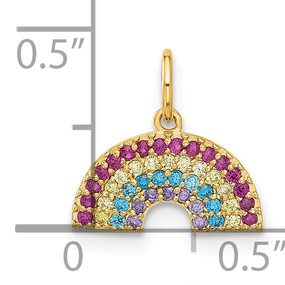 10K Polished CZ Rainbow Charm-10C1488