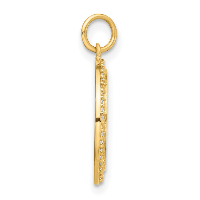 10K Polished CZ Moon and Stars Disc Charm-10C1489