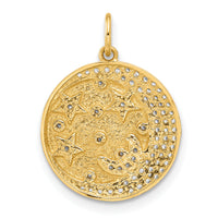 10K Polished CZ Moon and Stars Disc Charm-10C1489