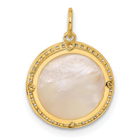 10K Polished CZ and Mother of Pearl Sun Moon and Stars Disc Charm-10C1490