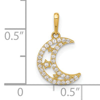 10K Polished Clear CZ Moon and Stars Charm-10C1491