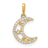 10K Polished Clear CZ Moon and Stars Charm-10C1491