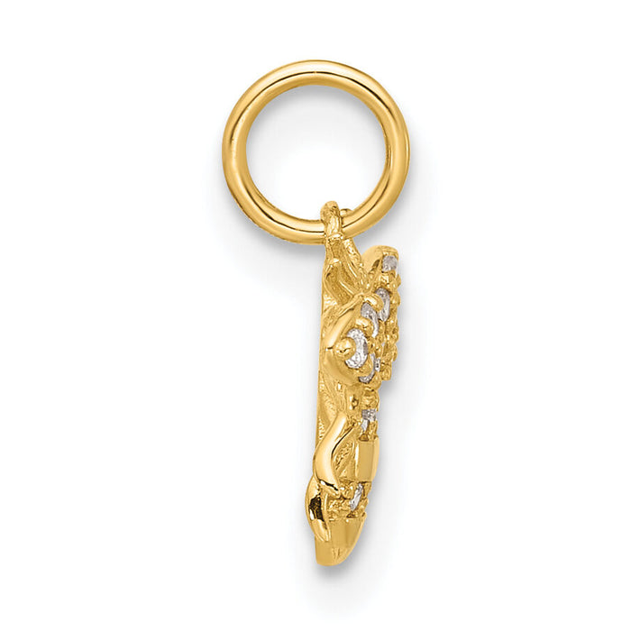 10K Polished Clear CZ Bee Charm-10C1492