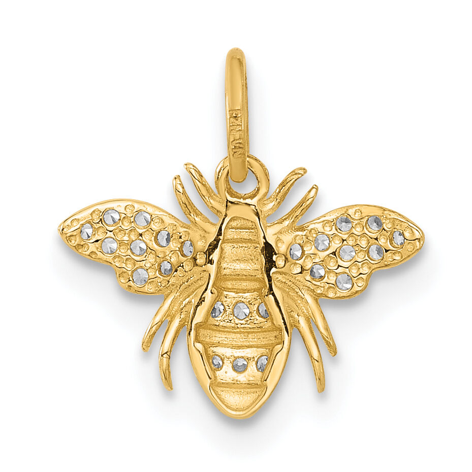 10K Polished Clear CZ Bee Charm-10C1492
