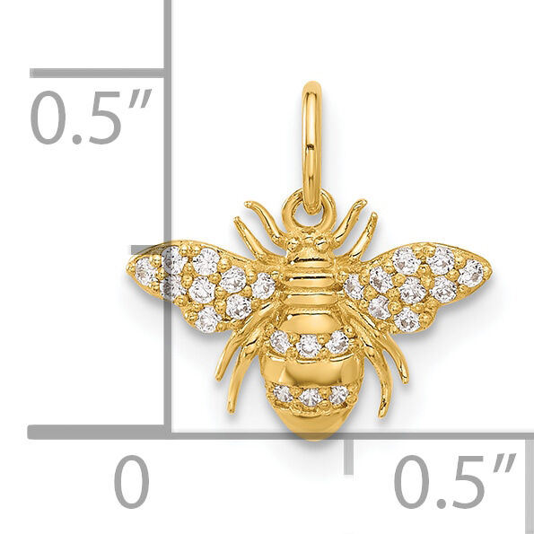 10K Polished Clear CZ Bee Charm-10C1492