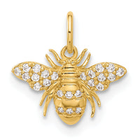 10K Polished Clear CZ Bee Charm-10C1492