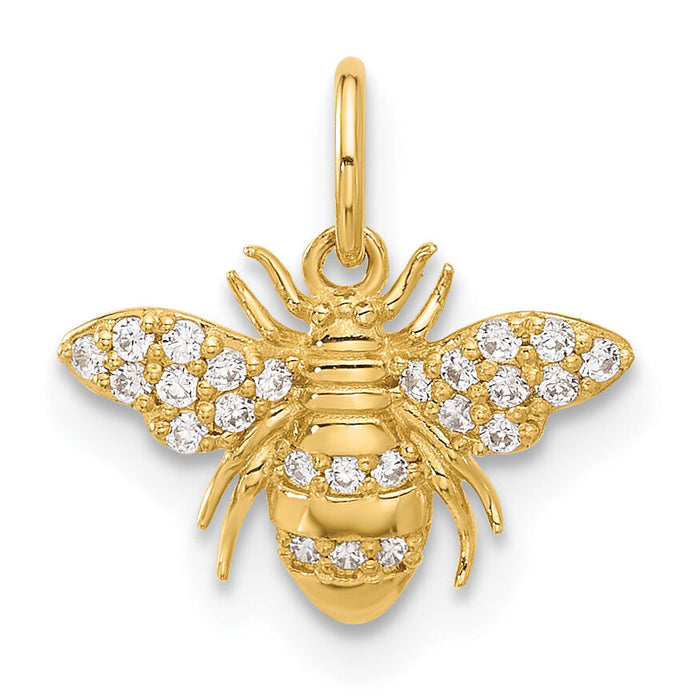 10K Polished Clear CZ Bee Charm-10C1492