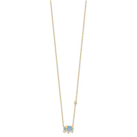 10K Polished CZ Enameled Elephant Necklace-10C1494-18