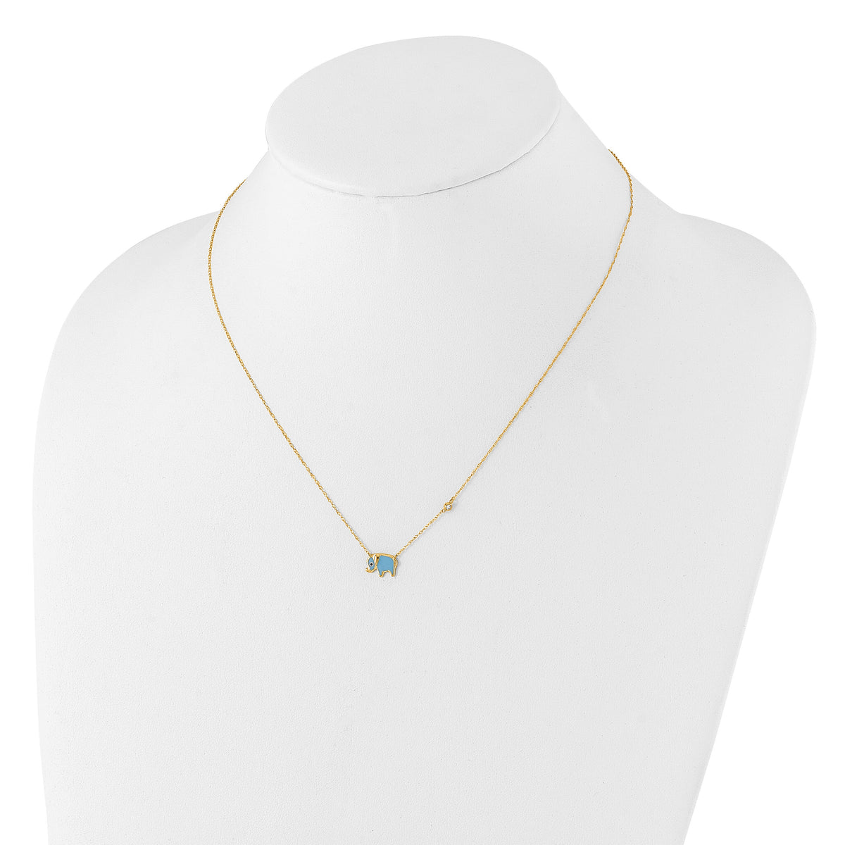 10K Polished CZ Enameled Elephant Necklace-10C1494-18