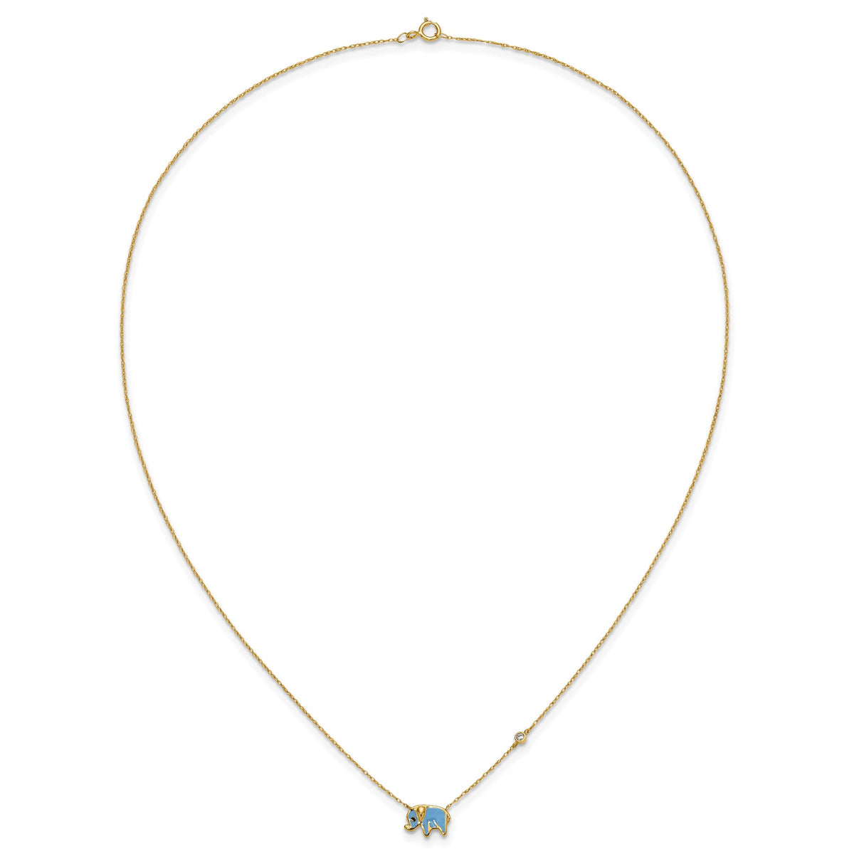10K Polished CZ Enameled Elephant Necklace-10C1494-18