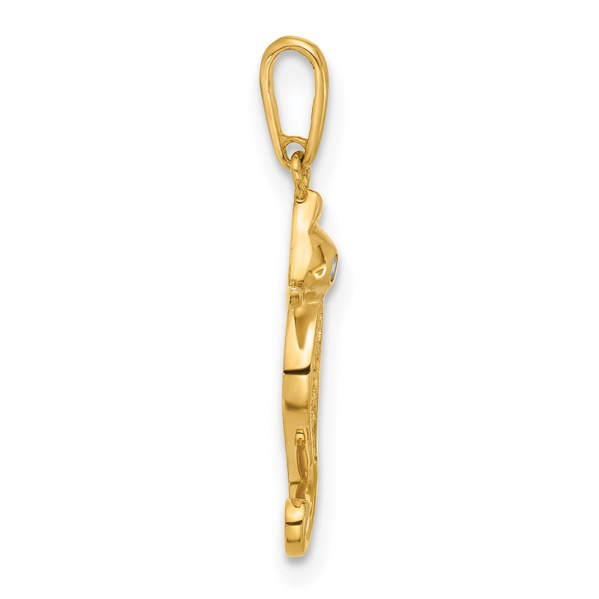 10K Polished CZ Seahorse Charm-10C1495